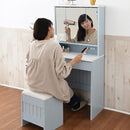 ドレッサー おしゃれ 北欧 三面鏡 椅子付き 鏡台 引き出し 収納 化粧台 コンセント付き スツール セット ナチュラル カントリー ヨーロピアン コンパクト 大容量 【納期A】【jpk-ffc-0004】