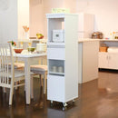 キッチンラック キッチンワゴン スリム 収納棚 食器棚 細い コンパクト スライド キャスター 炊飯器 家電 収納 コンセント2口 可動棚 扉付き ホワイト シンプル 【納期A】【jpk-fkc-0003】