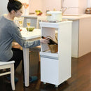 キッチンラック ワゴン 収納棚 食器棚 スリム スライド棚 キャスター付き オープンラック 炊飯器 家電 コンセント2口 可動棚 扉付き 白 茶 おしゃれ シンプル 【納期A】【jpk-fkc-0004】