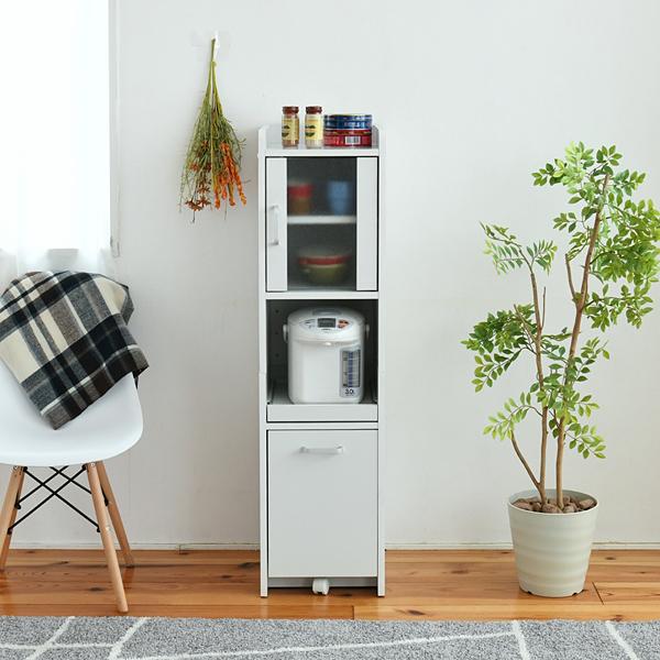 隙間収納 キッチン収納 隙間ラック 隙間家具 隙間ワゴン すき間収納ラック スリム食器棚 キッチン 引き出し ガラス扉 省スペース デッドスペース 有効活用 【納期A】【jpk-fkc-0645】