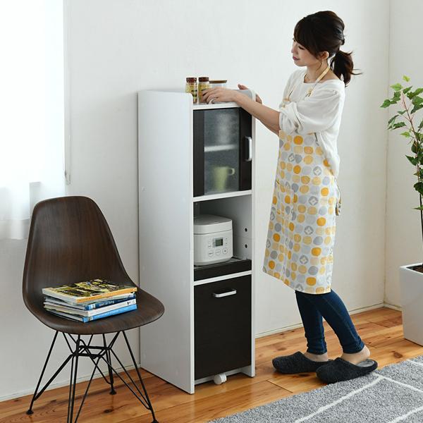 隙間収納 キッチン収納 隙間ラック 隙間家具 隙間ワゴン すき間収納ラック スリム食器棚 キッチン 引き出し ガラス扉 省スペース デッドスペース 有効活用 【納期A】【jpk-fkc-0645】
