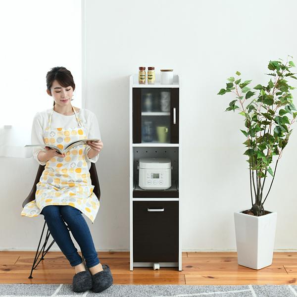 隙間収納 キッチン収納 隙間ラック 隙間家具 隙間ワゴン すき間収納ラック スリム食器棚 キッチン 引き出し ガラス扉 省スペース デッドスペース 有効活用 【納期A】【jpk-fkc-0645】