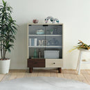 チェスト 棚 収納 おしゃれ カントリー 北欧 ガラス扉 白木目 かわいい レトロ 小さい リビング収納 収納棚 【納期A】【jpk-fmb-0001】