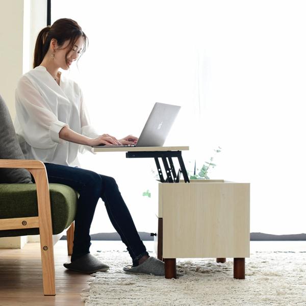 リフティングテーブル サイドテーブル ソファサイド ベッドサイド センターテーブル リビング ローテーブル 引き出し ミニテーブル 収納スペース 木目 カフェ風 【納期A】【jpk-fmb-0006】