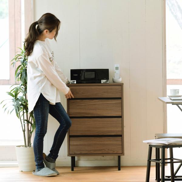 チェスト 棚 引き出し 4段 収納 たんす タンス 収納棚 おしゃれ 北欧 木目 柄 シンプル リビング ダイニング 電話台 プリンター台 置き場 物置き A4 B5 対応 【納期A】【jpk-fmc-0001】