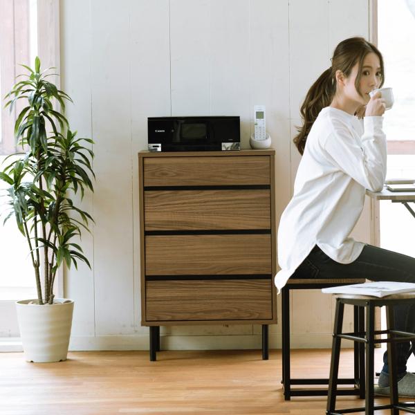 チェスト 棚 引き出し 4段 収納 たんす タンス 収納棚 おしゃれ 北欧 木目 柄 シンプル リビング ダイニング 電話台 プリンター台 置き場 物置き A4 B5 対応 【納期A】【jpk-fmc-0001】