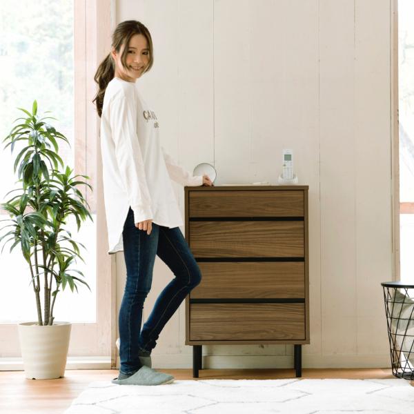 チェスト 棚 引き出し 4段 収納 たんす タンス 収納棚 おしゃれ 北欧 木目 柄 シンプル リビング ダイニング 電話台 プリンター台 置き場 物置き A4 B5 対応 【納期A】【jpk-fmc-0001】
