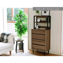 チェスト 棚 収納 オープンラック ディスプレイラック 引き出し 4段 スリム シンプル 木目柄 おしゃれ 北欧 コンセント 2口 A4 B5 サイズ 足付き 脚 スチール 黒 【納期A】【jpk-fmc-0004】