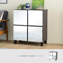 キャビネット ミラー 鏡 収納棚 スタイリッシュ おしゃれ 北欧 扉付き ドア 目隠し オープンラック 可動 サイドボード リビング 書斎 寝室 プリンター台 脚付き 【納期A】【jpk-fmc-0008】