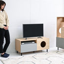 テレビボード TV台 猫 ネコ ローボード テレビ台 収納 おしゃれ インテリア 北欧 オープンラック 収納スペース 扉 引き出し 脚付き カフェ風 ネコカフェ 家具 【納期A】【jpk-fnk-0001】