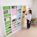 本棚 薄型 スリム 収納棚 大容量 可動棚 オープンラック ディスプレイ 棚板 壁面 木目 茶色 家具調 白 ホワイト 幅 約40cm 高さ 約180cm シンプル 細い 薄い 【納期A】【jpk-frm-0100】