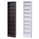 本棚 薄型 スリム 収納棚 大容量 可動棚 オープンラック ディスプレイ 棚板 壁面 木目 茶色 家具調 白 ホワイト 幅 約40cm 高さ 約180cm シンプル 細い 薄い 【納期A】【jpk-frm-0100】