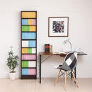 本棚 薄型 スリム 収納棚 大容量 可動棚 オープンラック ディスプレイ 棚板 壁面 木目 茶色 家具調 白 ホワイト 幅 約40cm 高さ 約180cm シンプル 細い 薄い 【納期A】【jpk-frm-0100】