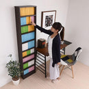 本棚 薄型 スリム 収納棚 大容量 可動棚 オープンラック ディスプレイ 棚板 壁面 木目 茶色 家具調 白 ホワイト 幅 約40cm 高さ 約180cm シンプル 細い 薄い 【納期A】【jpk-frm-0100】