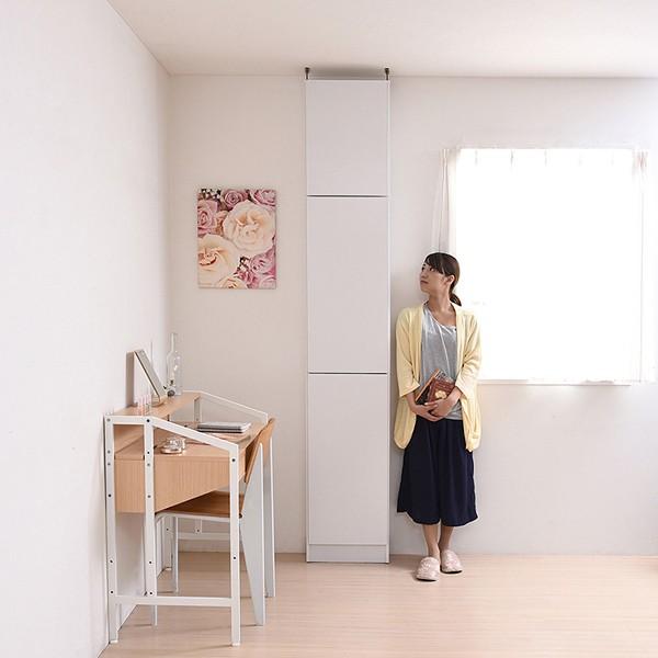 本棚 スリム 上置きセット 細い 薄型 ワイド 大容量 上置き 収納棚 薄い 扉付き ドア 目隠し おしゃれ 北欧 つっぱり 天井 突っ張り 安心 耐震 防災 幅 約40cm 【納期A】【jpk-frm-0100doorset】