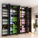 本棚 スリム 上置きセット 細い 薄型 ワイド 大容量 上置き 収納棚 薄い 扉付き ドア 目隠し おしゃれ 北欧 つっぱり 天井 突っ張り 安心 耐震 防災 幅 約40cm 【納期A】【jpk-frm-0100doorset】