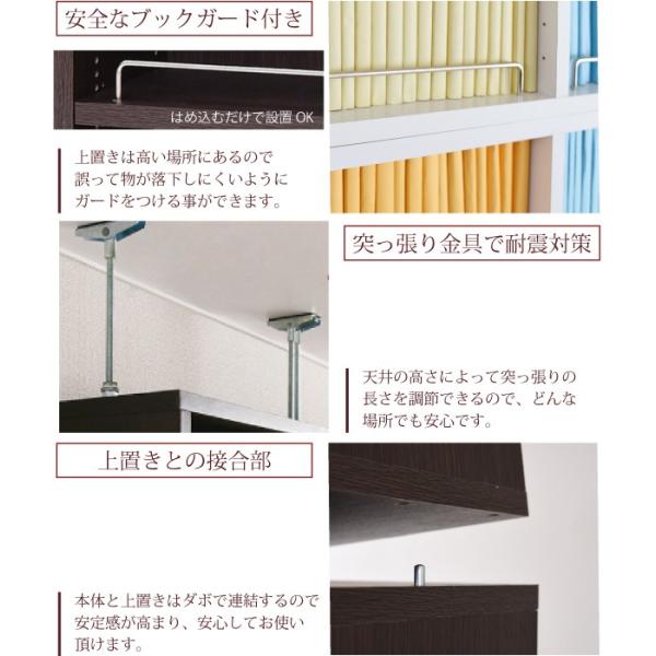 本棚 薄型 扉付き 上置きセット 幅 約80cm スリム おしゃれ シンプル すっきり 突っ張り 天井 つっぱり ドア付き 目隠し 隠せる 見えない ブックラック 両開き 【納期A】【jpk-frm-0101doorset】