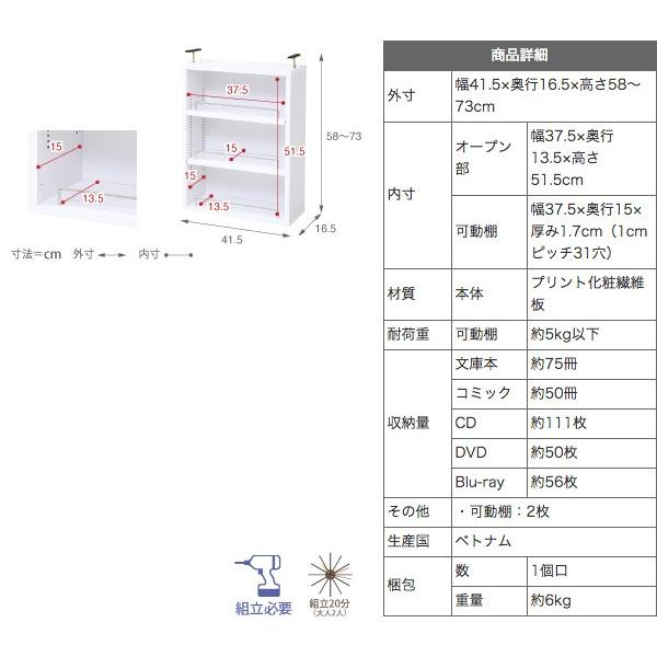 上置き 本棚 薄型 オープン 天井 突っ張り 幅約40cm 上置き収納 上置き棚 おしゃれ シンプル 北欧 防災 地震対策 つっぱり ツッパリ 支え 天井 （本棚本体別売） 【納期A】【jpk-frm-0103】