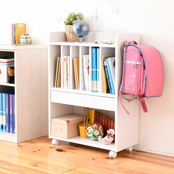ランドセルラック 本棚 収納棚 ランドセル収納 リビング 学習 子供用 子ども部屋 ワイド ホワイト 白 おしゃれ キャスターつき 北欧 引き出し オープンラック 【納期A】【jpk-frm-0124】