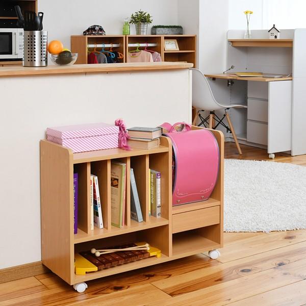 ランドセルラック ランドセル収納棚 キャスター付き ロータイプ おしゃれ 北欧 子供 子ども部屋 キッズ 引き出し オープンラック 本棚 リビング学習 長く使える 【納期A】【jpk-frm-0125】