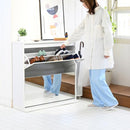 シューズラック 靴箱 玄関収納 下駄箱 ロッカー 薄型 大容量 スリム おしゃれ スタイリッシュ 北欧 鏡面 ミラー フラップ扉 省スペース 使いやすい ワイド 幅広 【納期A】【jpk-fsb-0003】