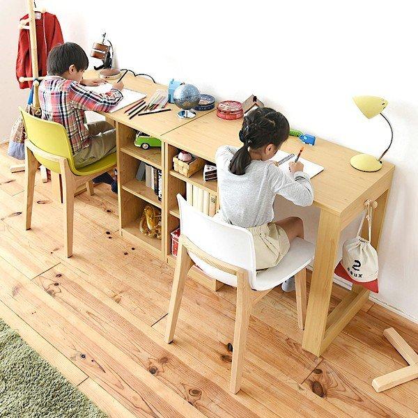 パソコンデスク 勉強机 2個セット シンプル 棚付き PCテーブル 北欧 ナチュラル 学習机 ツイン 子供用 子ども 収納棚 組み合わせ オープンラック コンパクト 【納期A】【jpk-fwd-0001set】