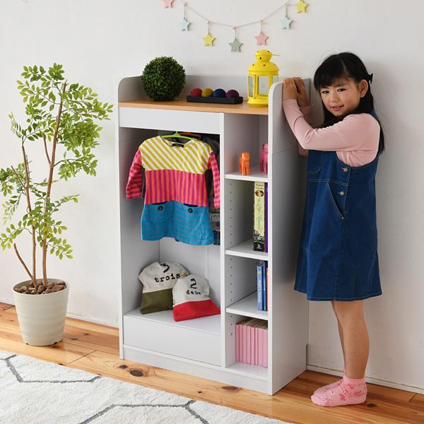 子供用ラック キッズラック 子ども 子供 クローゼット ラック ハンガーラック 可動棚 たんす 収納棚 【納期A】【jpk-fwd-0009】