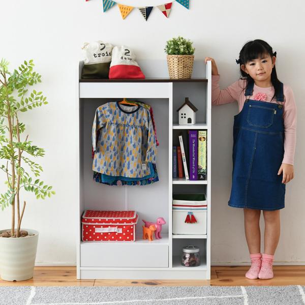 子供用ラック キッズラック 子ども 子供 クローゼット ラック ハンガーラック 可動棚 たんす 収納棚 【納期A】【jpk-fwd-0009】