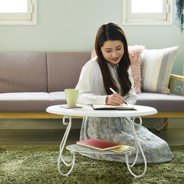 ローテーブル 楕円形 丸型 センターテーブル リビング アイアン アンティーク風 クラシック レトロ 一人暮らし ワンルーム ひとり暮らし 姫系 ガーリー ラック 【納期A】【jpk-iri-0052】