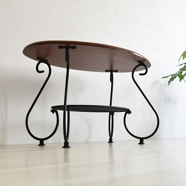 ローテーブル 楕円形 丸型 センターテーブル リビング アイアン アンティーク風 クラシック レトロ 一人暮らし ワンルーム ひとり暮らし 姫系 ガーリー ラック 【納期A】【jpk-iri-0052】