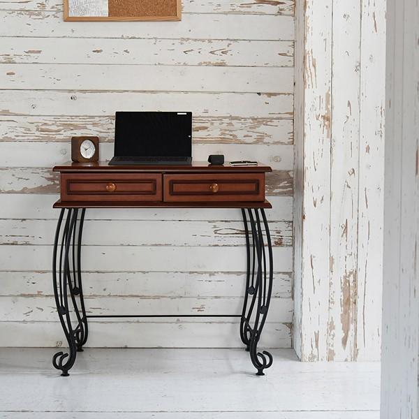 デスク 引き出し 机 ガーリー 姫系 ヨーロピアン 北欧 フェミニン アイアン アンティーク風 PCデスク 一人暮らし ワンルーム 作業台 テーブル 引き出しつき 【納期A】【jpk-iri-1018】