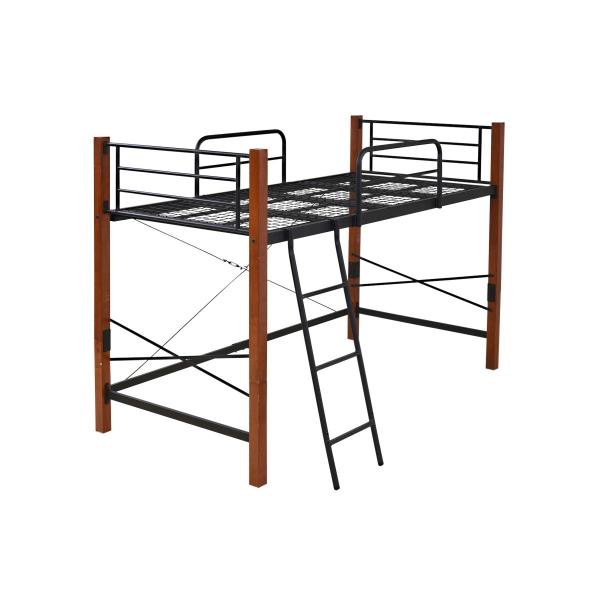 パイプベッド はしご付き シングル ロフト風 ベッドフレーム ひとり暮らし 一人暮らし ワンローム おしゃれ 丈夫 木製 脚 ハイタイプ ロー 切り替え 調整可能 【納期A】【jpk-iri-1042set】
