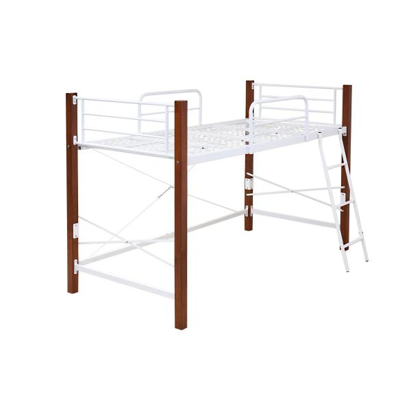 パイプベッド はしご付き シングル ロフト風 ベッドフレーム ひとり暮らし 一人暮らし ワンローム おしゃれ 丈夫 木製 脚 ハイタイプ ロー 切り替え 調整可能 【納期A】【jpk-iri-1042set】