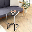 サイドテーブル ベッドサイド ソファサイド おしゃれ スタイリッシュ モダン アーバン 都会風 デザイン カフェテーブル シルバー ブラック 黒 天板 強化ガラス 【納期A】【jpk-kks-0027】