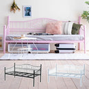 デイベッド ベッドフレーム 北欧 姫系 ヨーロピアン かわいい カフェ風 アイアン ソファーベッド ガーリー フェミニン 床下収納 高さ変更 白 ホワイト ピンク 【納期A】【jpk-lng-0002】