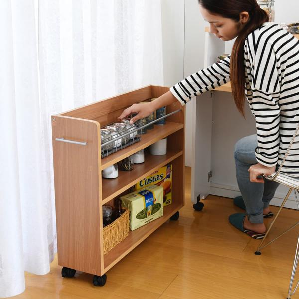 収納棚 収納ラック ワイド 幅広 キャスター付き スリム クローゼット