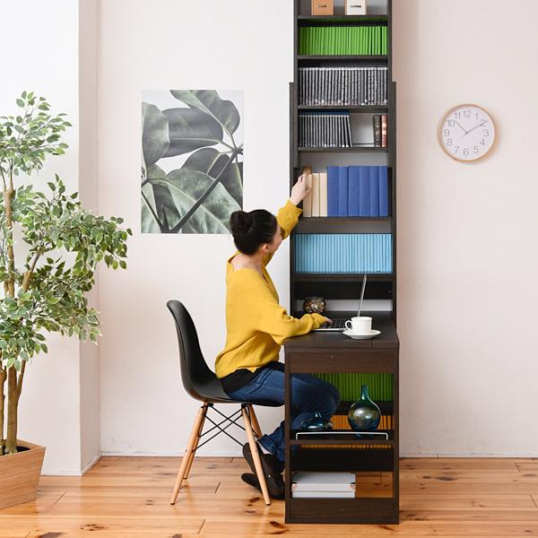 デスク 机 本棚 上置き セット 棚付き 一体型 木製 突っ張り オープンラック 収納棚 壁 オフィス 書斎 防災 天井 つっぱり スリム コンパクト 省スペース 大容量 【納期A】【jpk-sgt-0133】