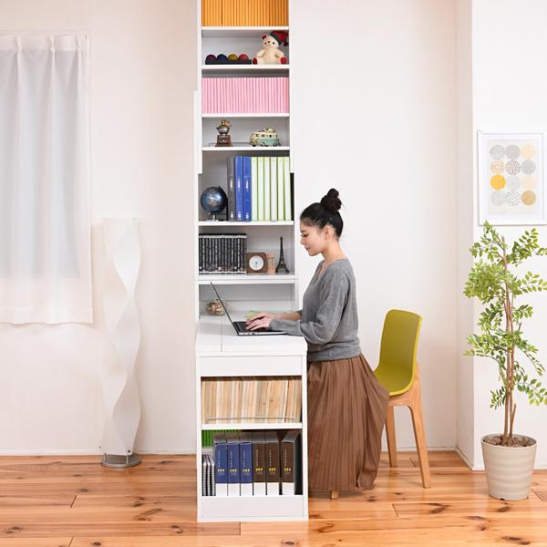 デスク 机 本棚 上置き セット 棚付き 一体型 木製 突っ張り オープンラック 収納棚 壁 オフィス 書斎 防災 天井 つっぱり スリム コンパクト 省スペース 大容量 【納期A】【jpk-sgt-0133】