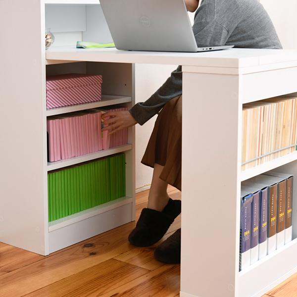 デスク 机 本棚 上置き セット 棚付き 一体型 木製 突っ張り オープンラック 収納棚 壁 オフィス 書斎 防災 天井 つっぱり スリム コンパクト 省スペース 大容量 【納期A】【jpk-sgt-0133】