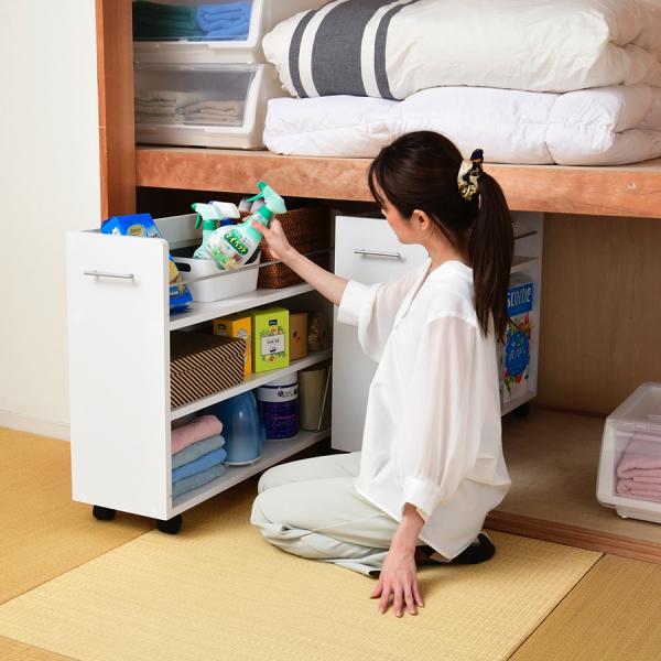 収納ラック キャスターつき サイドラック 押入れ収納 リビング 玄関 飾り棚 クローゼット 押入れ 隙間収納 すき間収納 キッチン収納 ワゴン CD収納 DVD収納 本棚 【納期A】【jpk-sgt-0137】