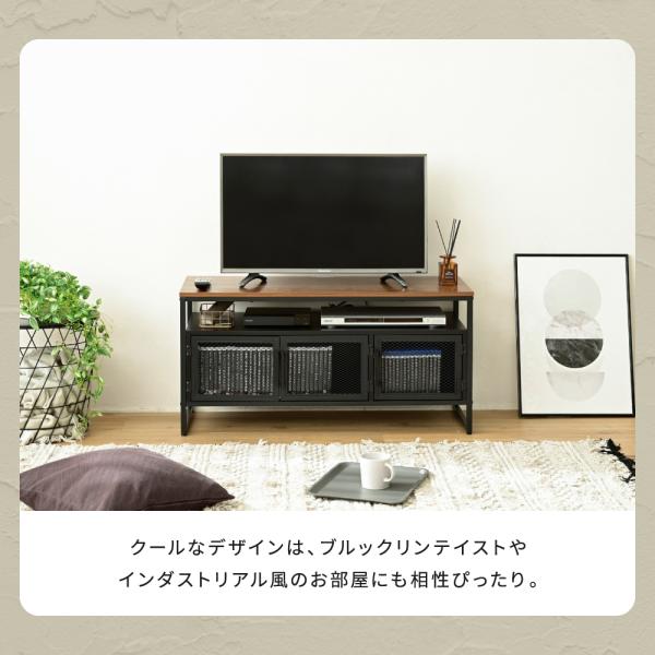 テレビ台 幅100cm インダストリアル ビンテージ風 レトロ アメリカン 扉付き メッシュ 金網 40インチ 40型 ローボード TV オープンラック 収納 おしゃれ 北欧 【納期A】【jpk-trt-0001】