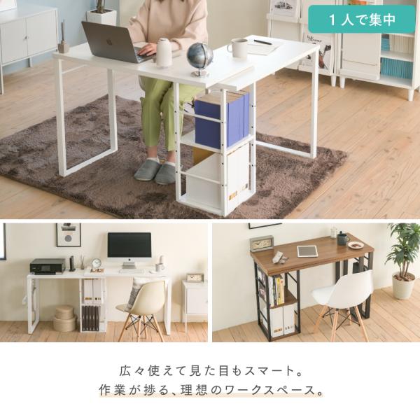 ワークデスク 机 L字 L型 変型 回転 PCデスク パソコン 学習机 勉強机 ワイド コンパクト 収納 オープンラック 棚 ホワイト 白 黒 ブラック おしゃれ 北欧 cafe 【納期A】【jpk-uni-0010】