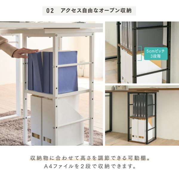 ワークデスク 机 L字 L型 変型 回転 PCデスク パソコン 学習机 勉強机 ワイド コンパクト 収納 オープンラック 棚 ホワイト 白 黒 ブラック おしゃれ 北欧 cafe 【納期A】【jpk-uni-0010】