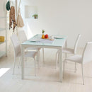 ダイニングテーブル 4人用 四人掛け 135×80cm ガラス天板 シンプル スタイリッシュ モダン おしゃれ 北欧 白 ホワイト 木目柄 黒 ブラック (テーブル以外別売) 【納期B】【lic-akg-007】