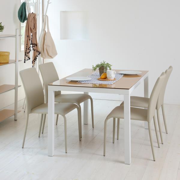 ダイニングテーブル 4人用 四人掛け 135×80cm ガラス天板 シンプル スタイリッシュ モダン おしゃれ 北欧 白 ホワイト 木目柄 黒 ブラック (テーブル以外別売) 【納期B】【lic-akg-007】