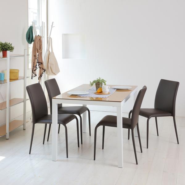 ダイニングテーブル 4人用 四人掛け 135×80cm ガラス天板 シンプル スタイリッシュ モダン おしゃれ 北欧 白 ホワイト 木目柄 黒 ブラック (テーブル以外別売) 【納期B】【lic-akg-007】