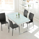 ダイニングテーブル 4人用 モダン おしゃれ 北欧 135×80cm ガラス 天板 シンプル スタイリッシュ スチール脚 白 ホワイト 黒 ブラック (テーブル以外別売) 【納期B】【lic-akg-010】