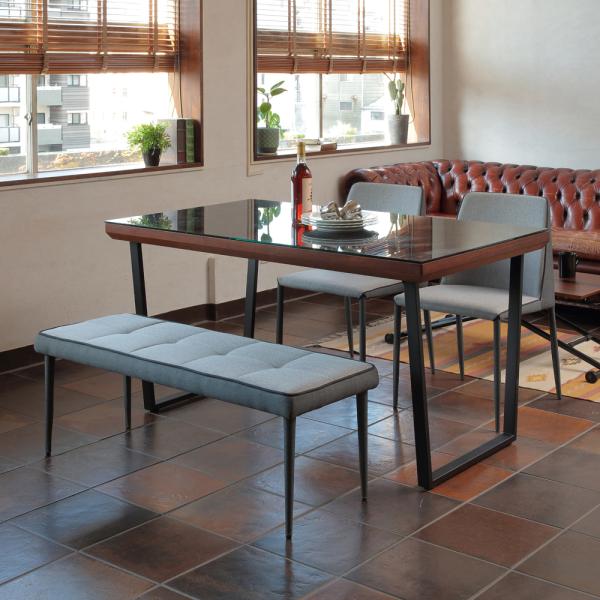 ダイニングテーブル 4人用 モダン おしゃれ 北欧 135×80cm ガラス 天板 シンプル スタイリッシュ スチール脚 白 ホワイト 黒 ブラック (テーブル以外別売) 【納期B】【lic-akg-010】