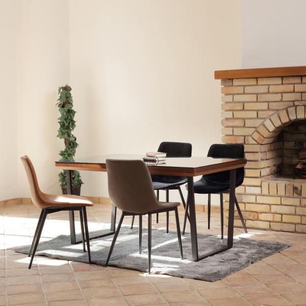 ダイニングテーブル 4人用 モダン おしゃれ 北欧 135×80cm ガラス 天板 シンプル スタイリッシュ スチール脚 白 ホワイト 黒 ブラック (テーブル以外別売) 【納期B】【lic-akg-010】