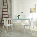 ダイニングテーブル 4人 モダン おしゃれ 北欧 150×80cm ガラス 天板 シンプル スタイリッシュ スチール脚 白 ホワイト 木目柄 黒 ブラック (テーブル以外別売) 【納期B】【lic-akg-011】